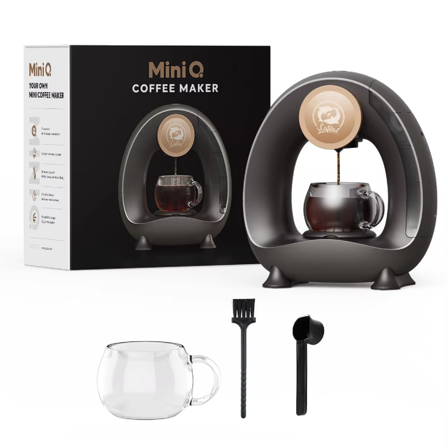 Mini Q Espresso Coffee Maker Machines Household Travel for Cappuccino Portable Heating 1400w Electric Coffee Powder Maker