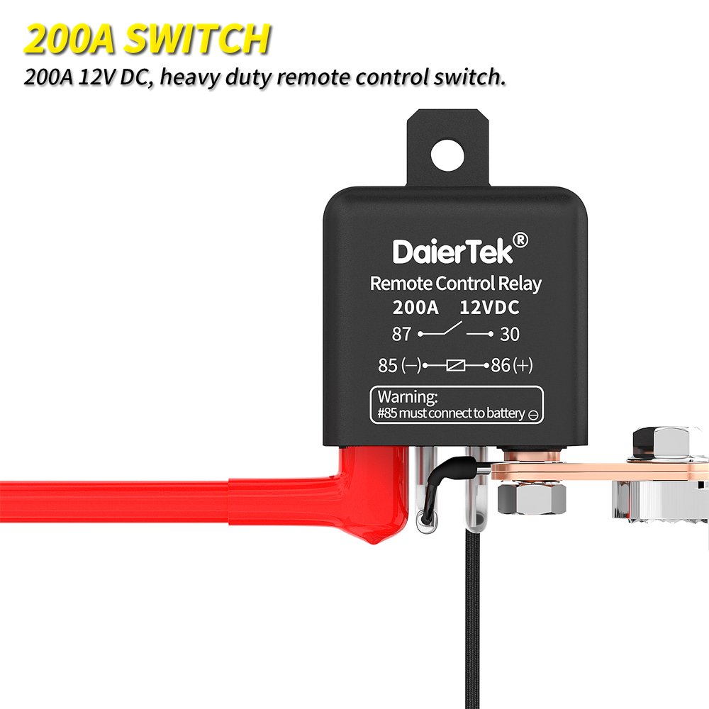 12V DC Automotive Relay 200A Remote Battery Disconnect Switch With 2 Keys Kit Wireless Car Kill Switch Anti-Theft