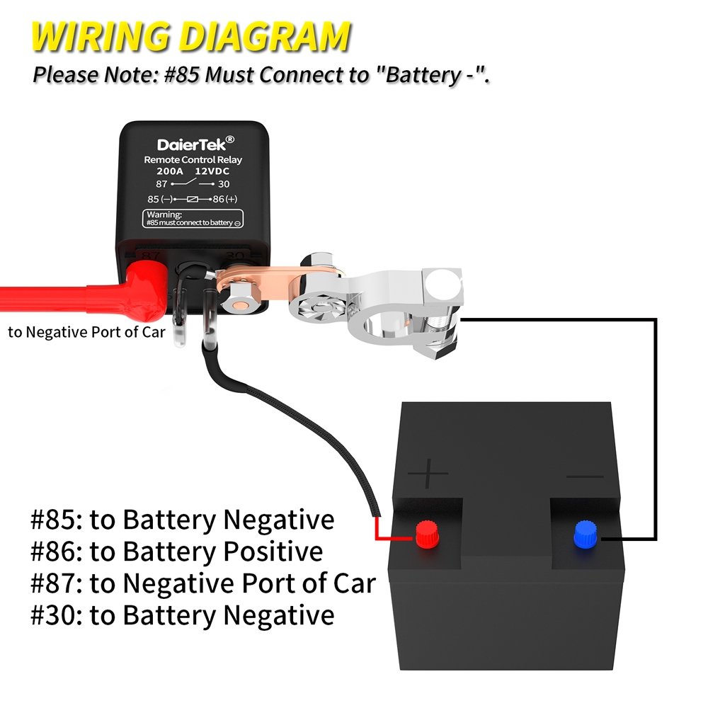 12V DC Automotive Relay 200A Remote Battery Disconnect Switch With 2 Keys Kit Wireless Car Kill Switch Anti-Theft