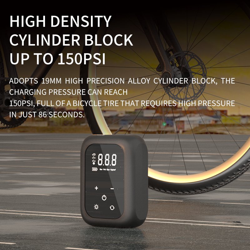 Direct Factory Delivery Touch-sensitive Convenient Bicycle Pump Wireless Black 150 PSI Digital Yacht or BallTire Inflator