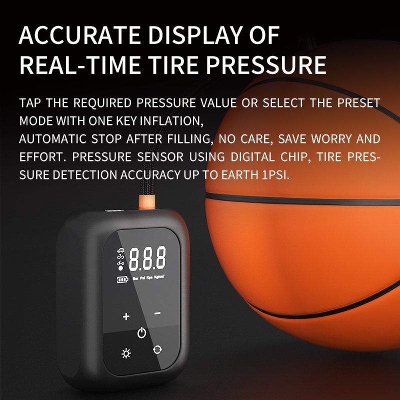Direct Factory Delivery Touch-sensitive Convenient Bicycle Pump Wireless Black 150 PSI Digital Yacht or BallTire Inflator