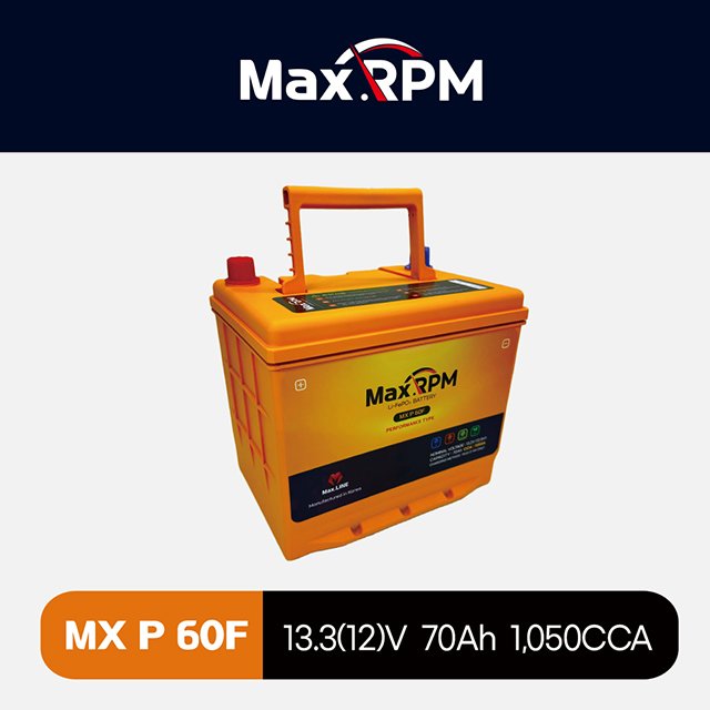 Korean Maxline Long Life Span Lithium Iron Phosphapate (LiFePO4) 12V Car Battery 70Ah Capacity 1,050CCA Performance MX P 60F