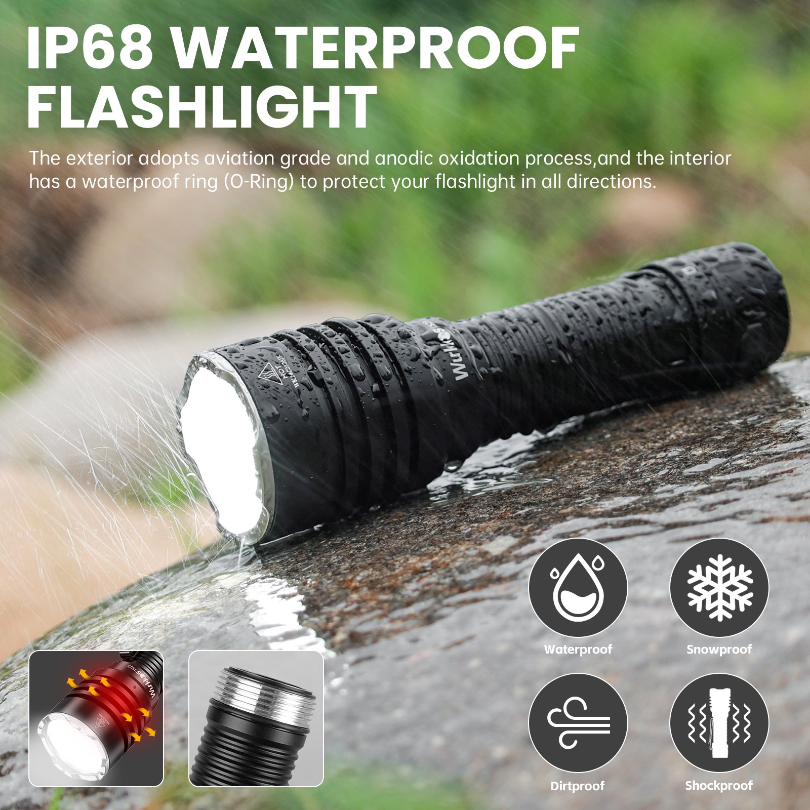 Wurkkos TS23 Powerful 5000Lm 482 Meters XHP70.3 HI LED Torch IPX8 Waterproof 21700 Rechargeable Tactical Flashlight