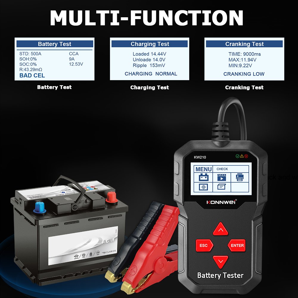 Multilingual Universal Car Battery Tester 12Volt Battery Load Testers Auto Diagnostic Tools