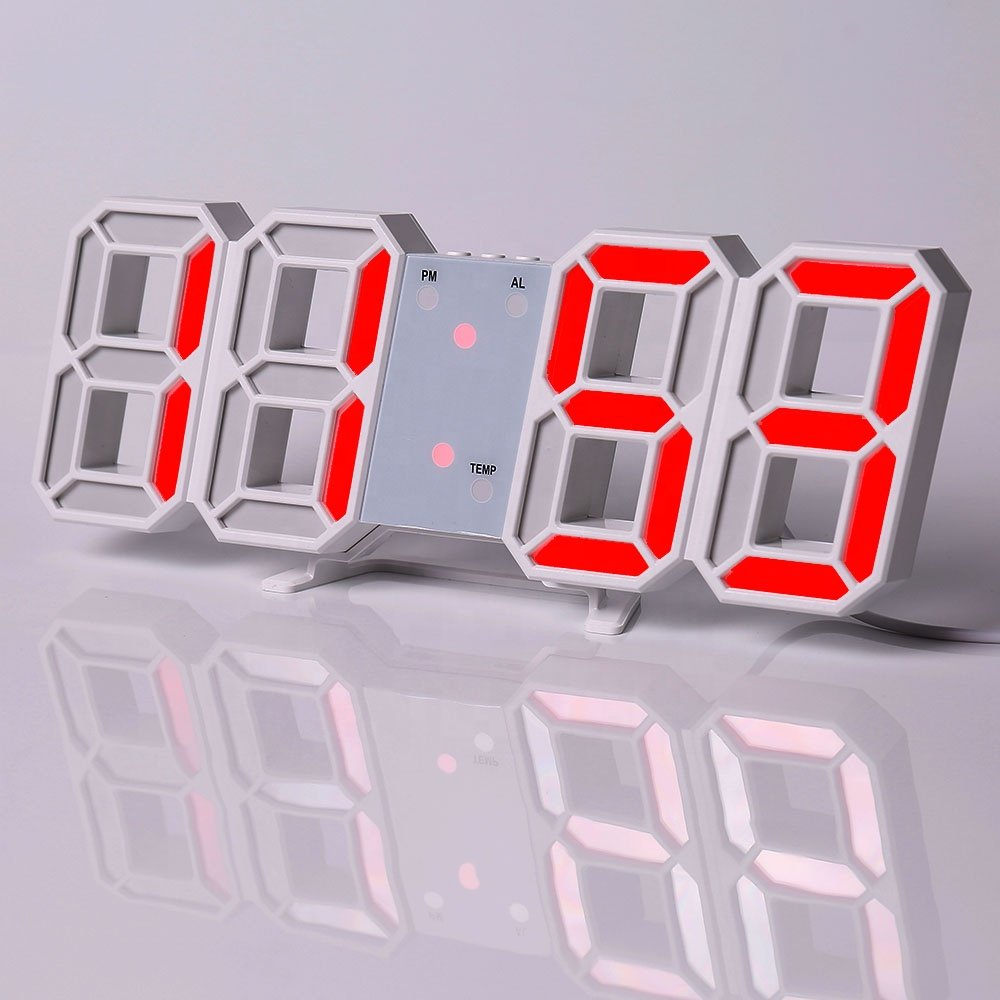 Digital Jumbo Wall Alarm Clock Display Brightness LED Watches Nightlight Snooze Home Kitchen Office Modern Style 3d Wall Clocks