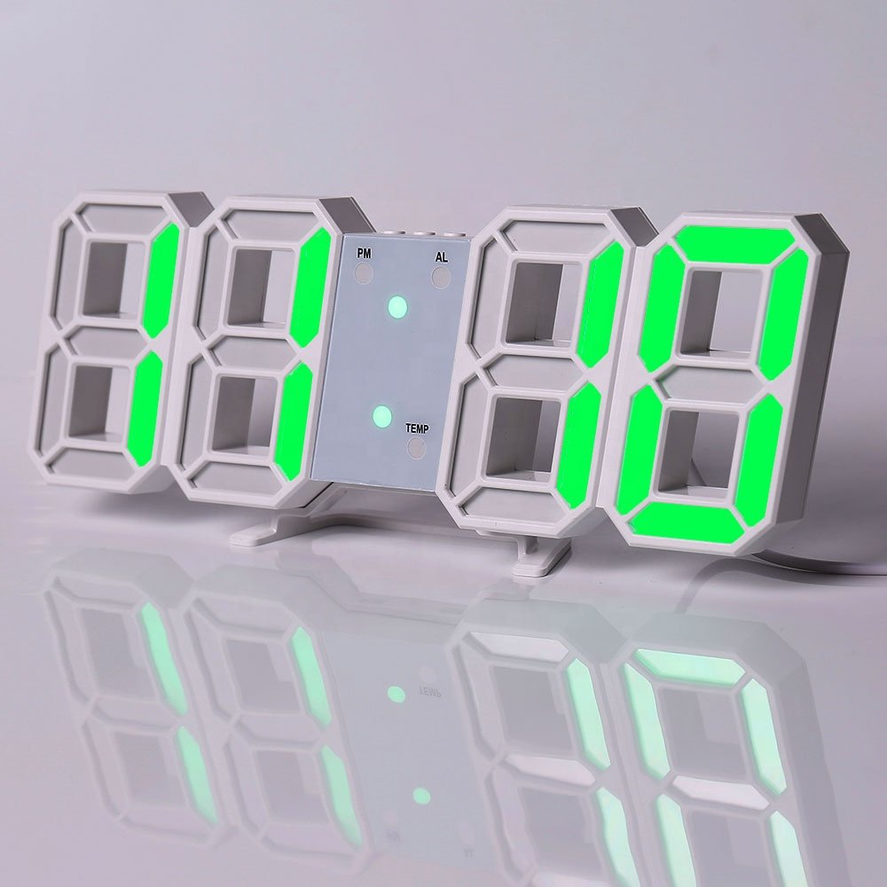 Digital Jumbo Wall Alarm Clock Display Brightness LED Watches Nightlight Snooze Home Kitchen Office Modern Style 3d Wall Clocks