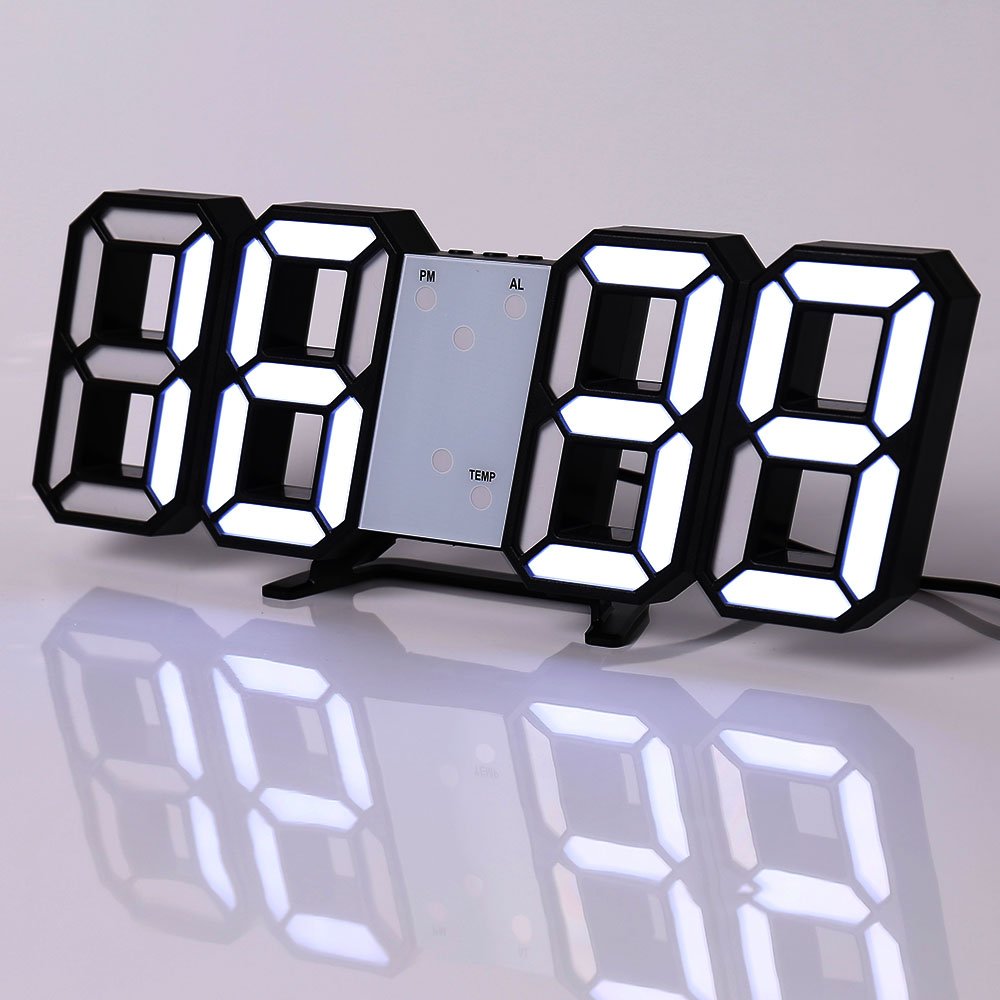 Digital Jumbo Wall Alarm Clock Display Brightness LED Watches Nightlight Snooze Home Kitchen Office Modern Style 3d Wall Clocks