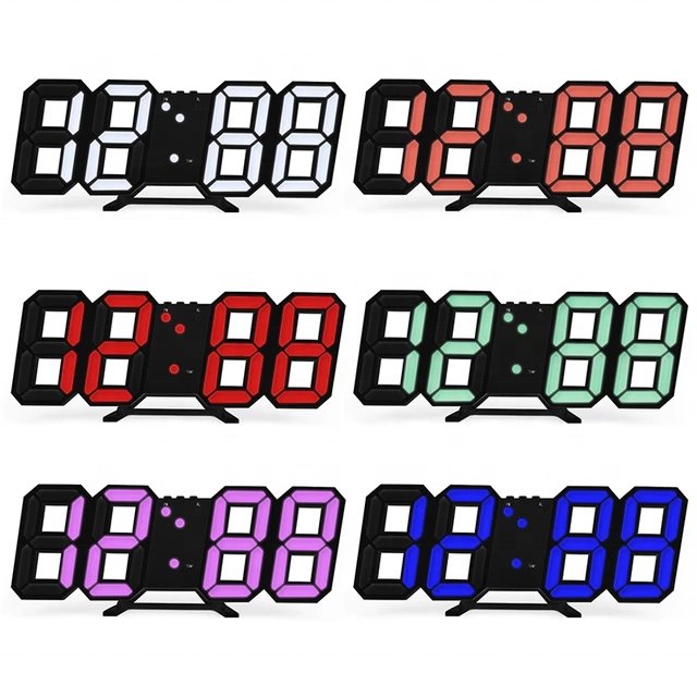 Digital Jumbo Wall Alarm Clock Display Brightness LED Watches Nightlight Snooze Home Kitchen Office Modern Style 3d Wall Clocks