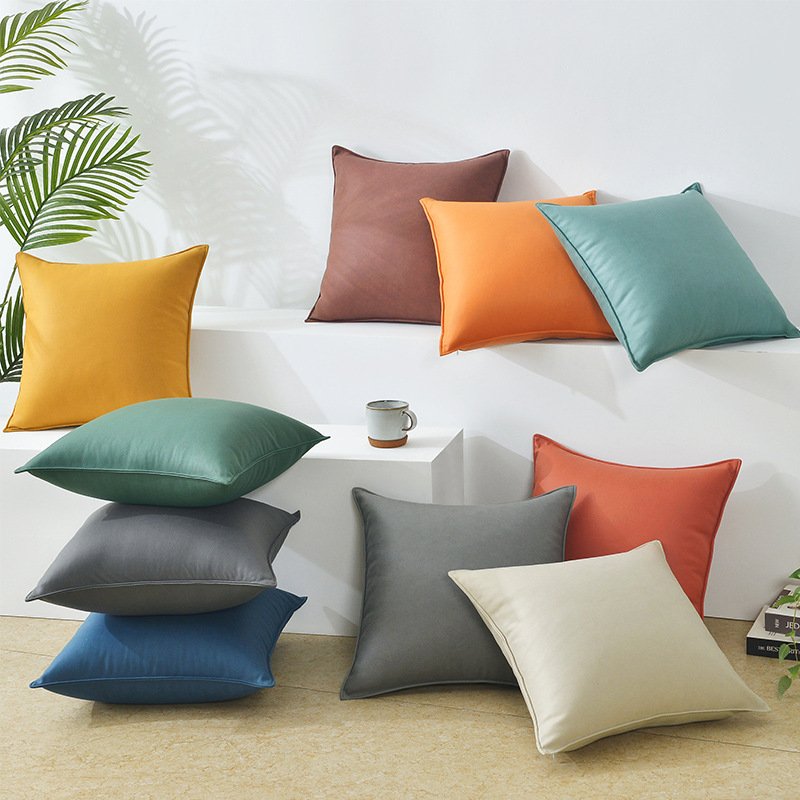 Leathaire Sofa Couch Pillow Case Cushion Cover with Piping Tech Cloth New High Quality Waterproof Solid Color 100% Polyester
