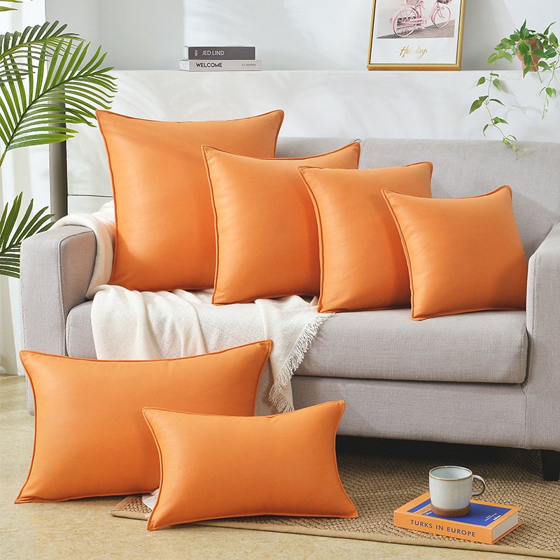 Leathaire Sofa Couch Pillow Case Cushion Cover with Piping Tech Cloth New High Quality Waterproof Solid Color 100% Polyester