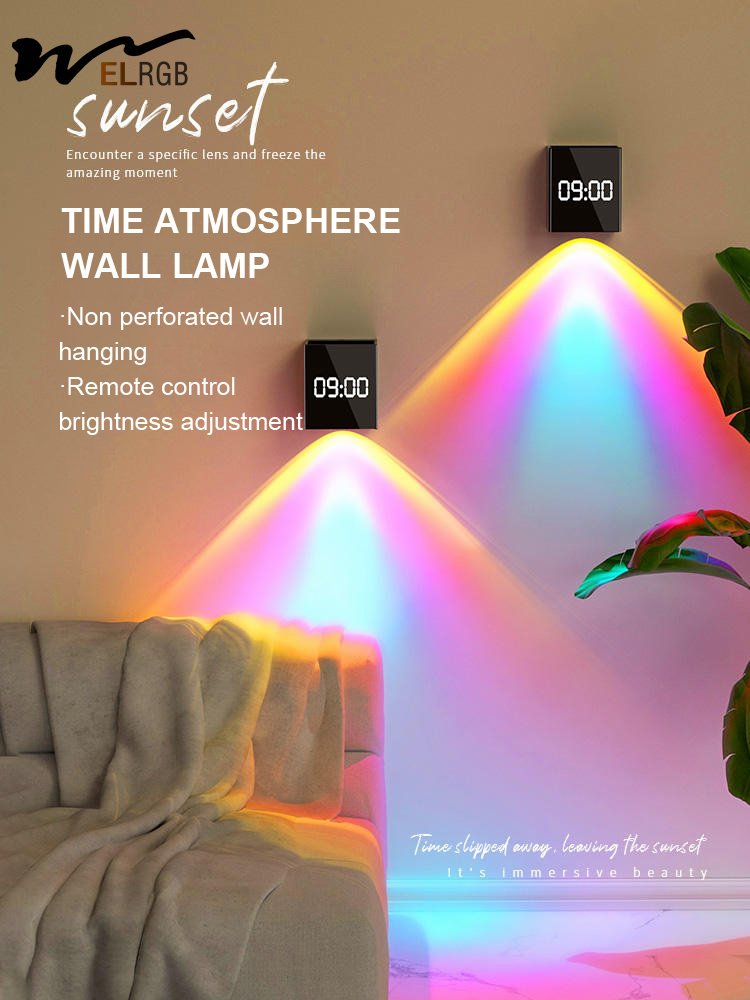 Modern Bedroom Atmosphere Lamp Nightlight LED 3600 MA Battery Charging Wall-mounted Bedside Sunset Room Lamp