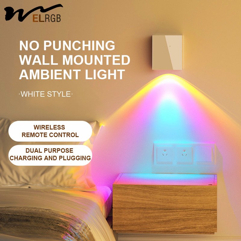 Modern Bedroom Atmosphere Lamp Nightlight LED 3600 MA Battery Charging Wall-mounted Bedside Sunset Room Lamp