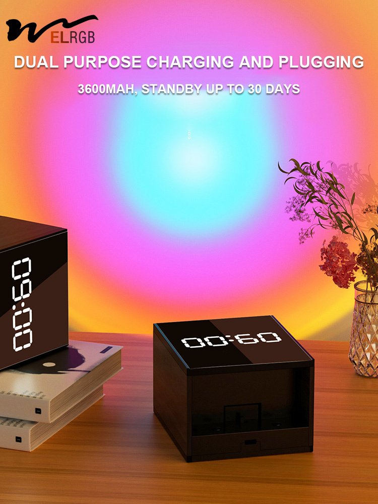 Modern Bedroom Atmosphere Lamp Nightlight LED 3600 MA Battery Charging Wall-mounted Bedside Sunset Room Lamp