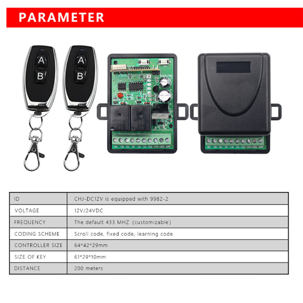 DC12V/24V Wireless RF Water Pump Remote Control Switches Transmitter and Receiver Starter Kit for Water Pump