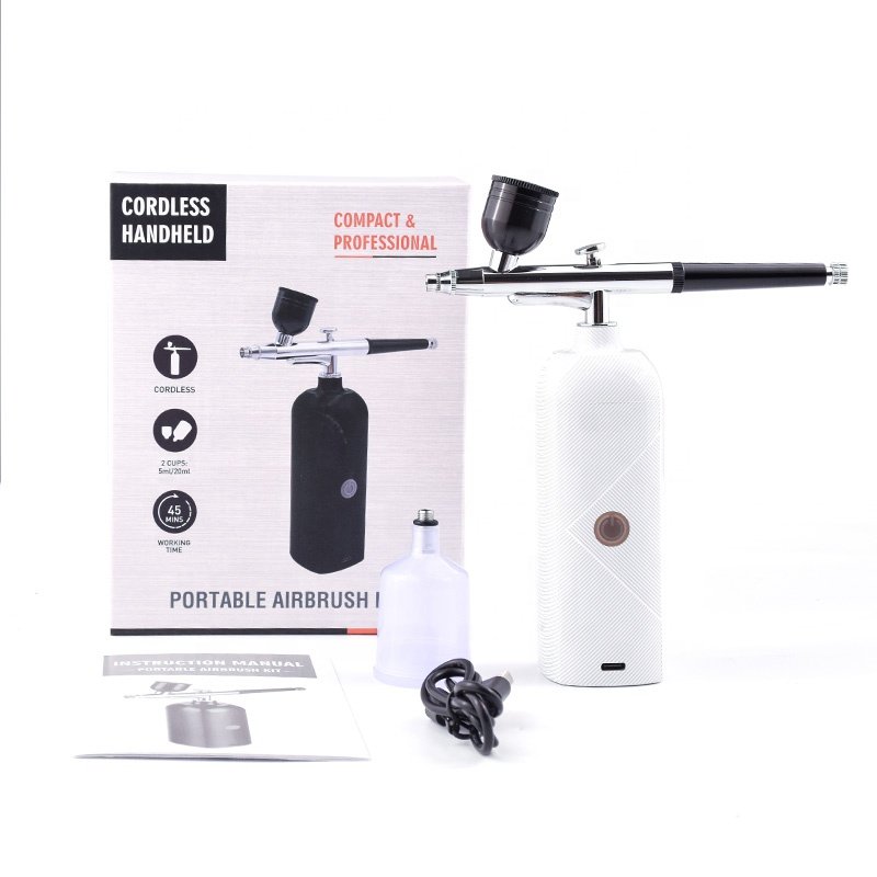 NEW Arrival Cordless Airbrush Compressor Non-Clogging High-Pressure Air Brush Set with 0.3mm Nozzle and Cleaning Brush