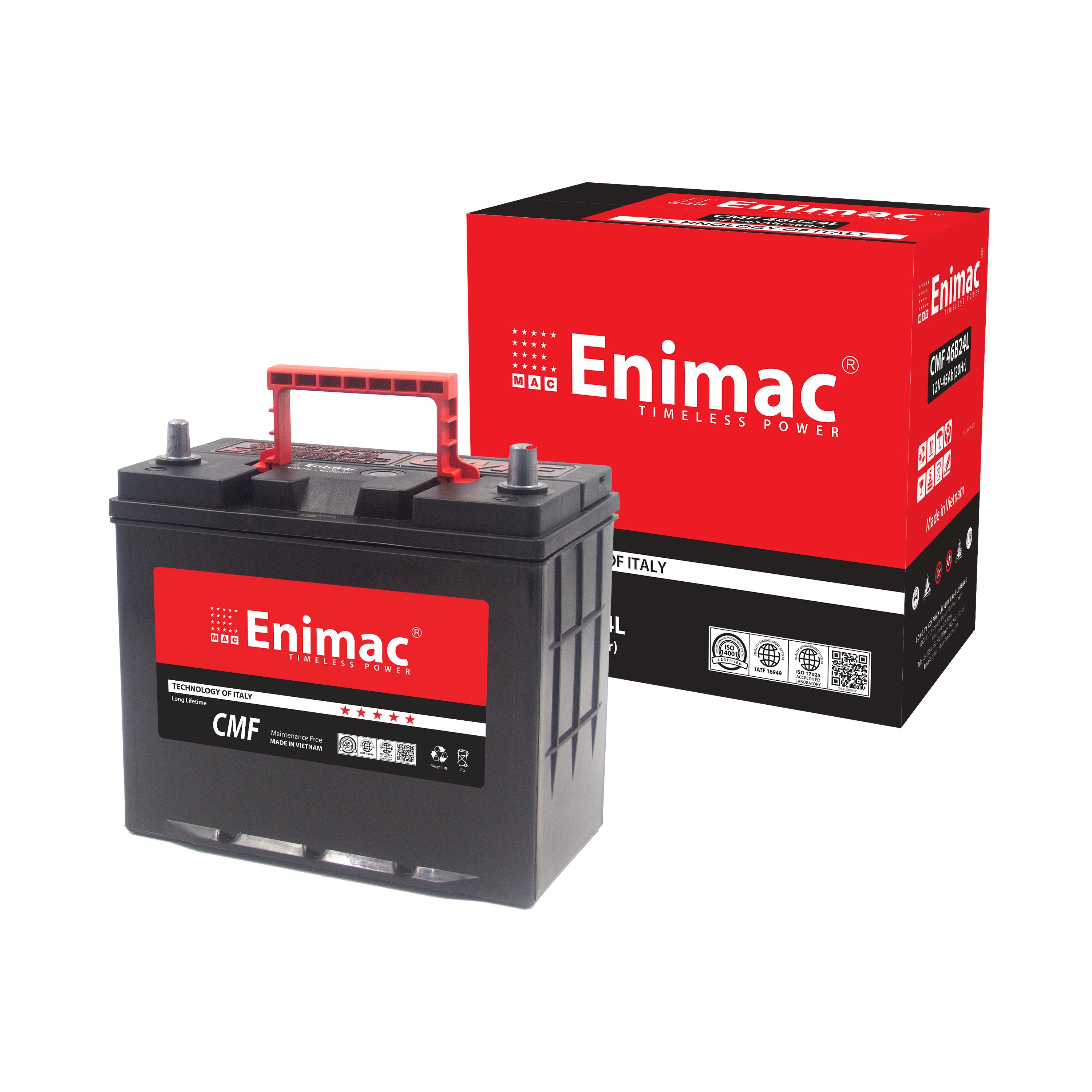 Best JIS Standard 12V 45 AH Hybrid Car Battery MF 46B24 R/L Free Maintenance 50AH Capacity for Motor Made in Vietnam