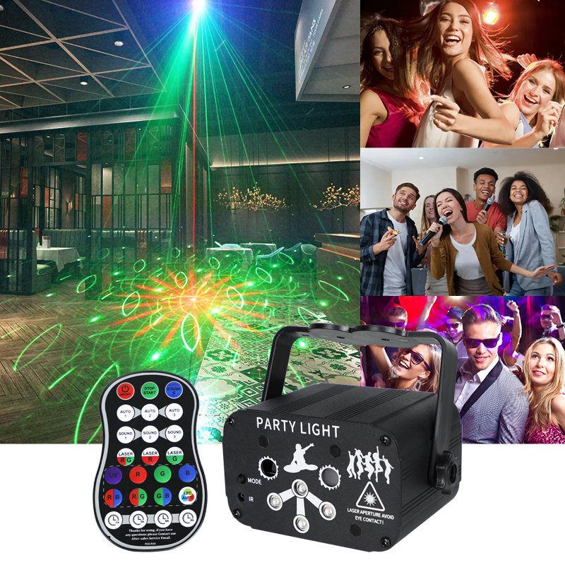New Mini 6 Holes Laser Party Decorative Light LED Remote Control Atmosphere Lamp for Home Party Stage Projector RGB Lazer Lights