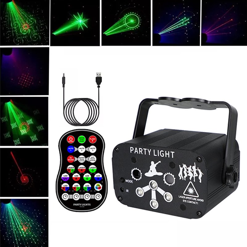 New Mini 6 Holes Laser Party Decorative Light LED Remote Control Atmosphere Lamp for Home Party Stage Projector RGB Lazer Lights