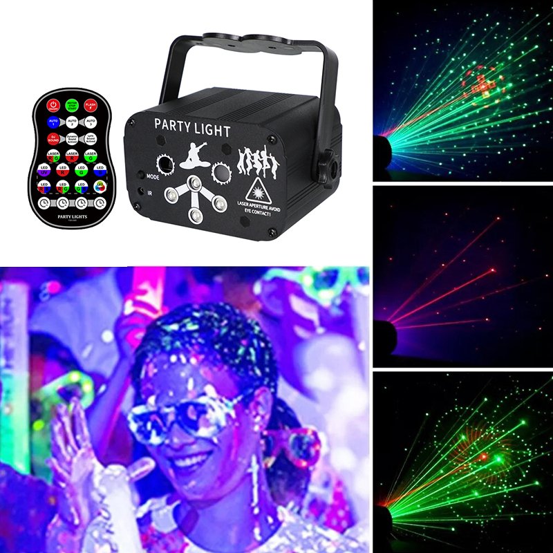 New Mini 6 Holes Laser Party Decorative Light LED Remote Control Atmosphere Lamp for Home Party Stage Projector RGB Lazer Lights