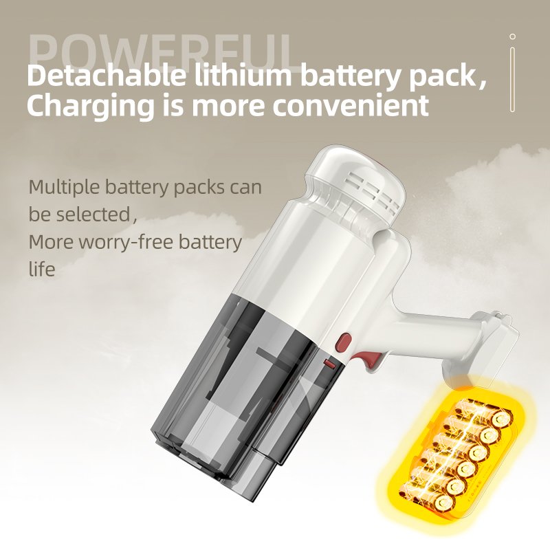 Hot Selling Rechargeable 8Kpa Wireless Household Stick Portable Handheld Cordless Vacuum Cleaner With Removable Battery