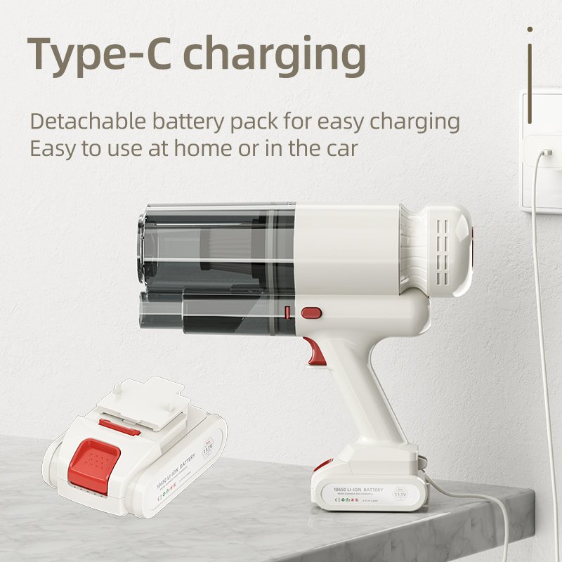 Hot Selling Rechargeable 8Kpa Wireless Household Stick Portable Handheld Cordless Vacuum Cleaner With Removable Battery