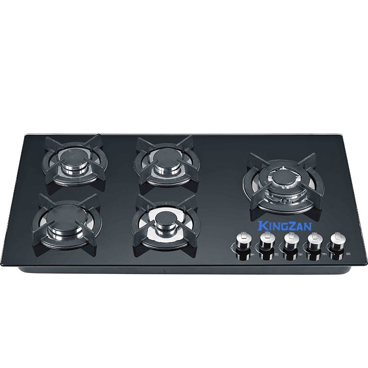 Kingzan Frosted or Mirrored Black Glass Panels with Separate Recessed Dual-use Gas Stoves