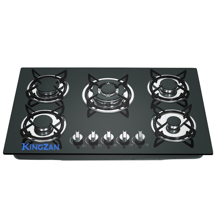 Kingzan Frosted or Mirrored Black Glass Panels with Separate Recessed Dual-use Gas Stoves