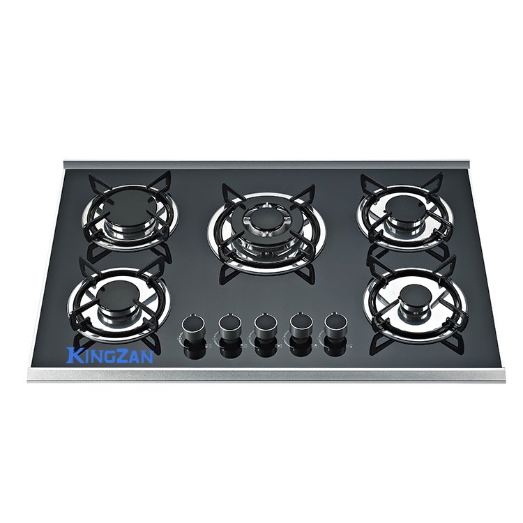 Kingzan Frosted or Mirrored Black Glass Panels with Separate Recessed Dual-use Gas Stoves