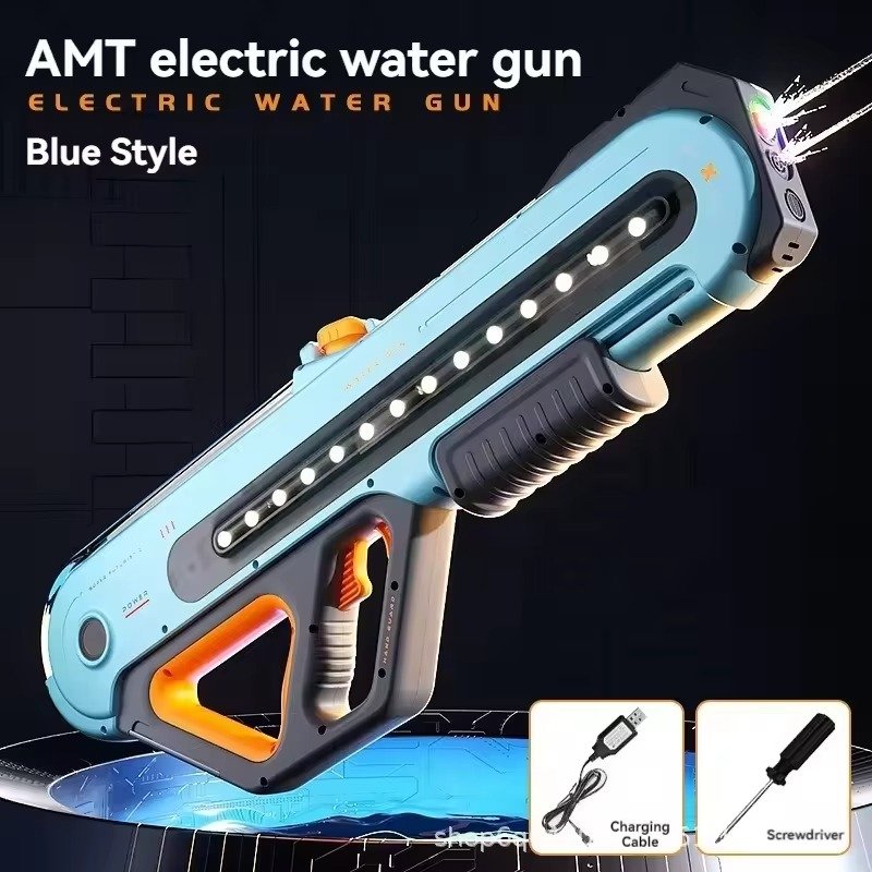 2024 New Electric Water Gun Auto Suction With Light-up Toy Automatic Water Squirt Gun Battery Powered Kids Toy Gun Outdoor Toys