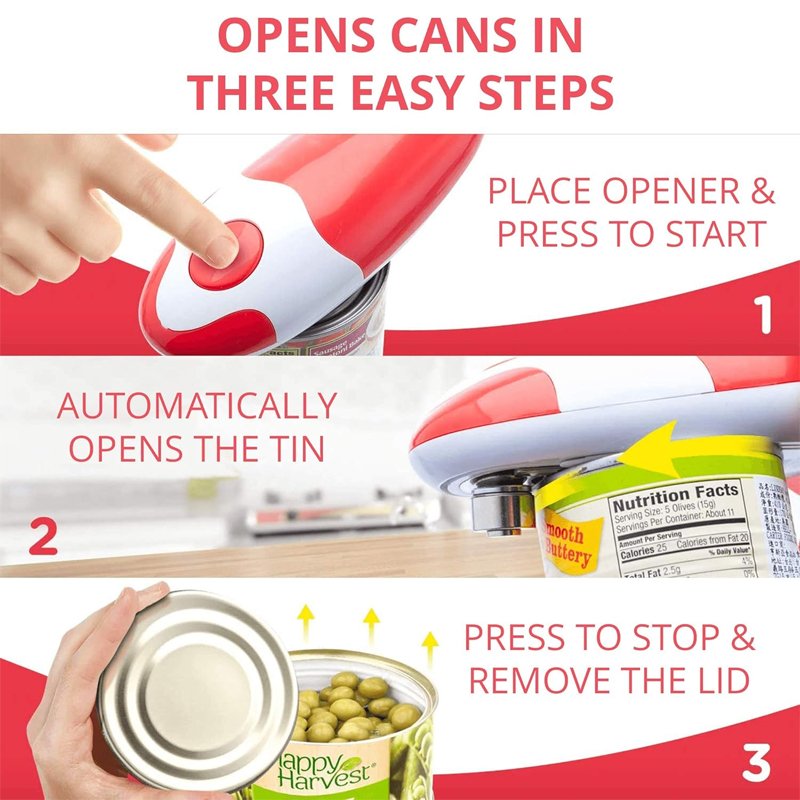 Kitchen Mama Gifts Top Rated Tin Opener Simple Auto Electric Jar Opener for Seniors and Weak Hand One Touch Electric Can Opener