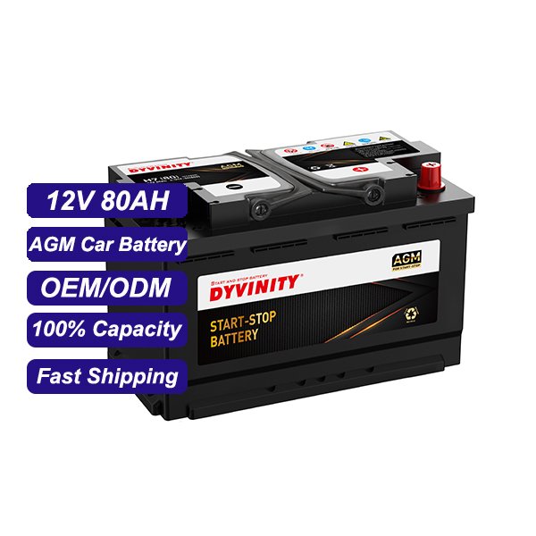 DYVINTY JIS/DIN 6-QTF-80 H7 12V 80AH Agm Auto Batteries Start Stop Car Battery