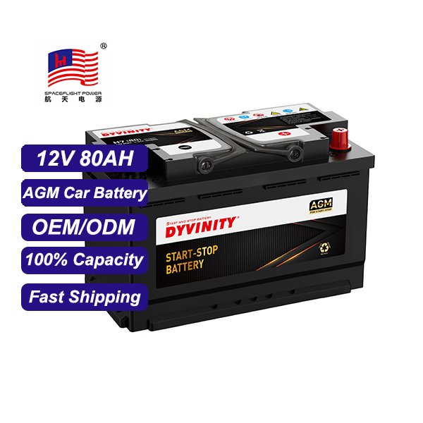 DYVINTY JIS/DIN 6-QTF-80 H7 12V 80AH Agm Auto Batteries Start Stop Car Battery