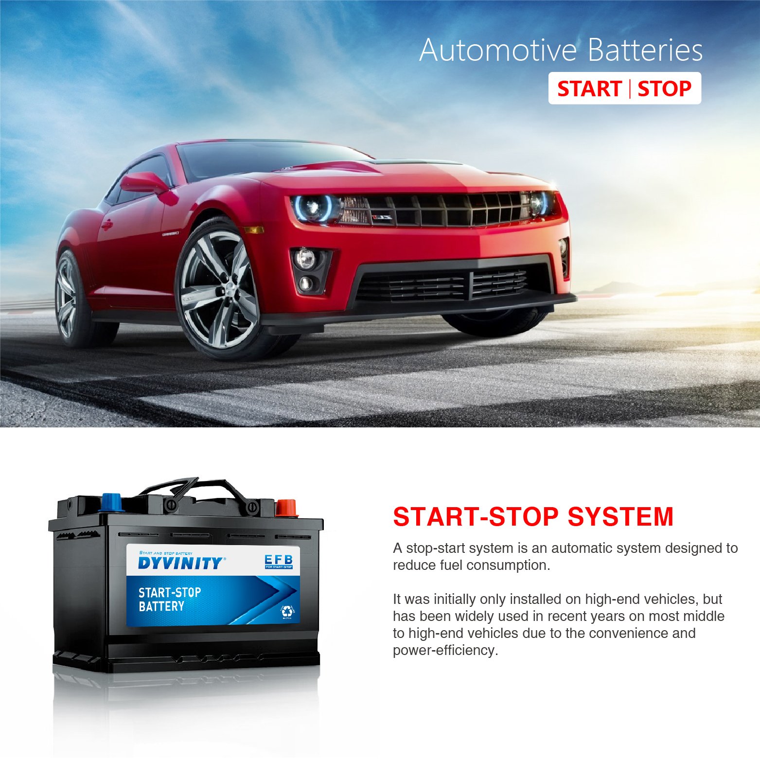 DYVINTY JIS/DIN 6-QTF-80 H7 12V 80AH Agm Auto Batteries Start Stop Car Battery