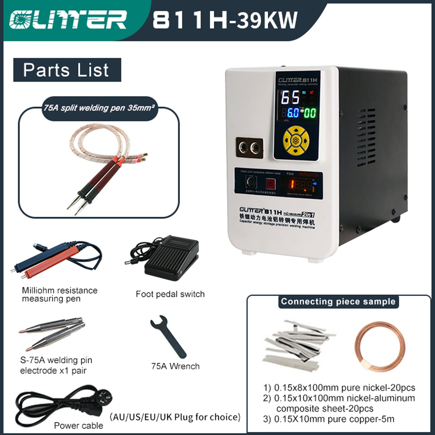 Glitter 811H 42KW 700A Output Aluminum to Copper /nickle Spot Welding Machine for Iron Lithium Battery