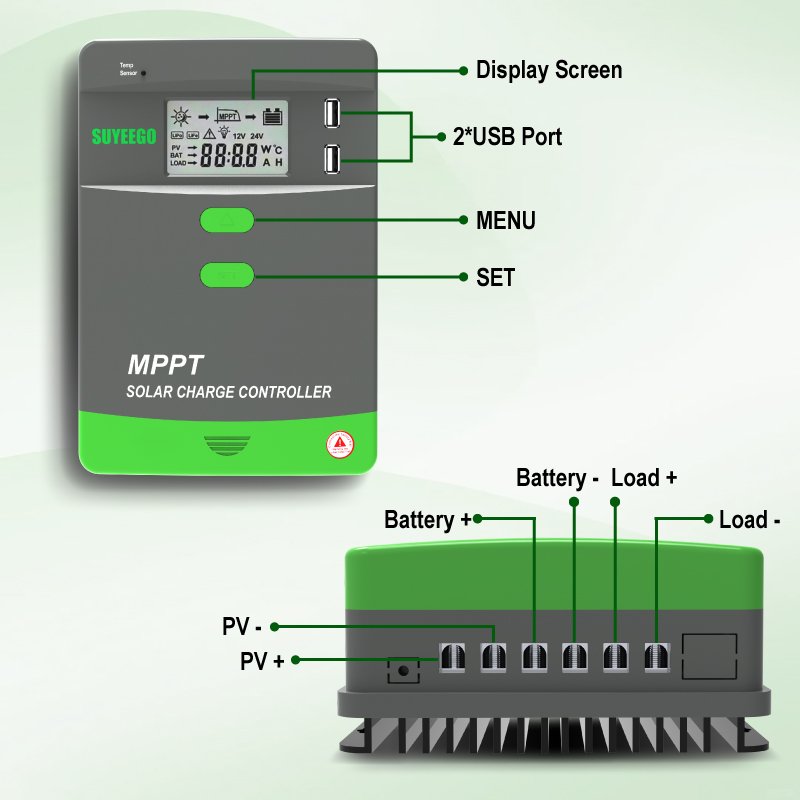 SUYEEGO 12v/24v 20/30/40/50/60A Solar Charge Controller for Solar Panel Charger Mppt Pv 100v Lithium Battery protection Factory