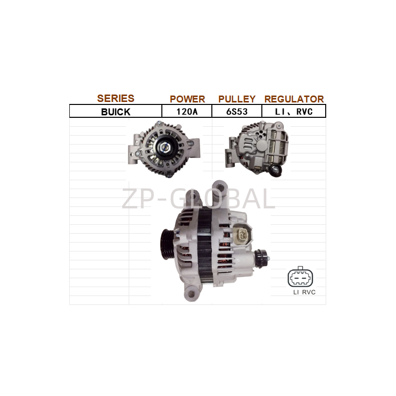 China Car High Output Alternators for Car 92173959 for Buick Rongyu Boulevard
