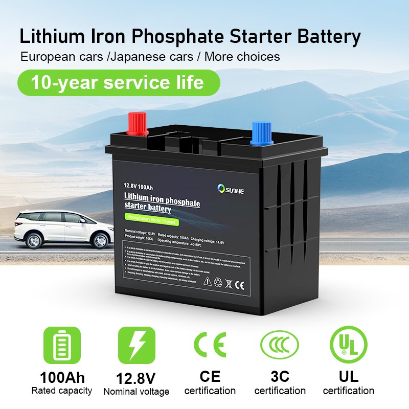Sunhe Customized Wholesale 12V 24V 75ah Lithium Iron Phosphate Automotive Battery