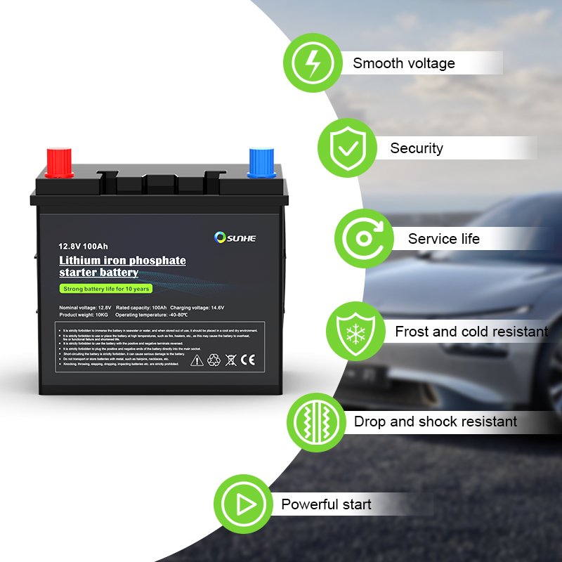 Sunhe Customized Wholesale 12V 24V 75ah Lithium Iron Phosphate Automotive Battery