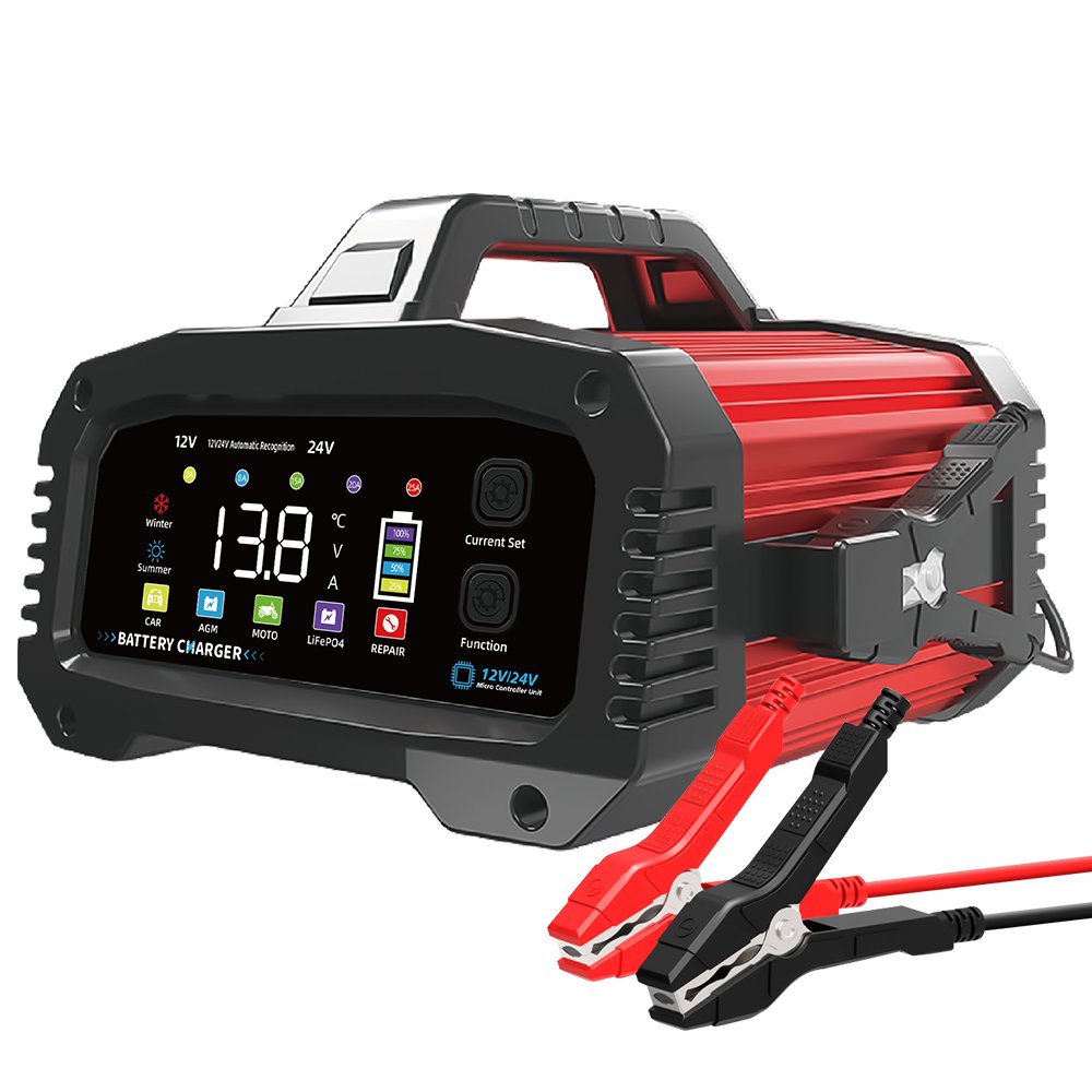 TK-2500 Fully Automatic Lead Acid Lifepo4 Battery Charger 12V25A 24V15A Battery Maintainer with 200 Second Auxiliary Start Mode