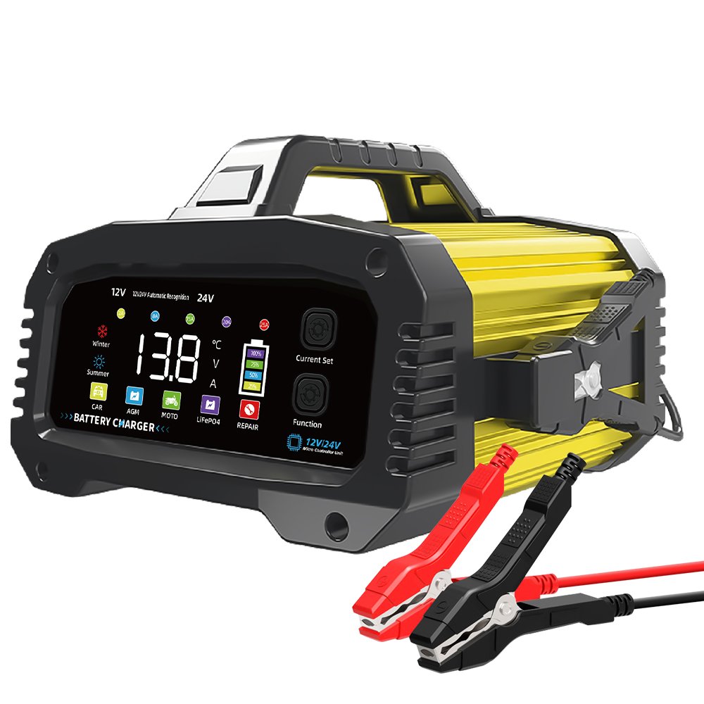 TK-2500 Fully Automatic Lead Acid Lifepo4 Battery Charger 12V25A 24V15A Battery Maintainer with 200 Second Auxiliary Start Mode