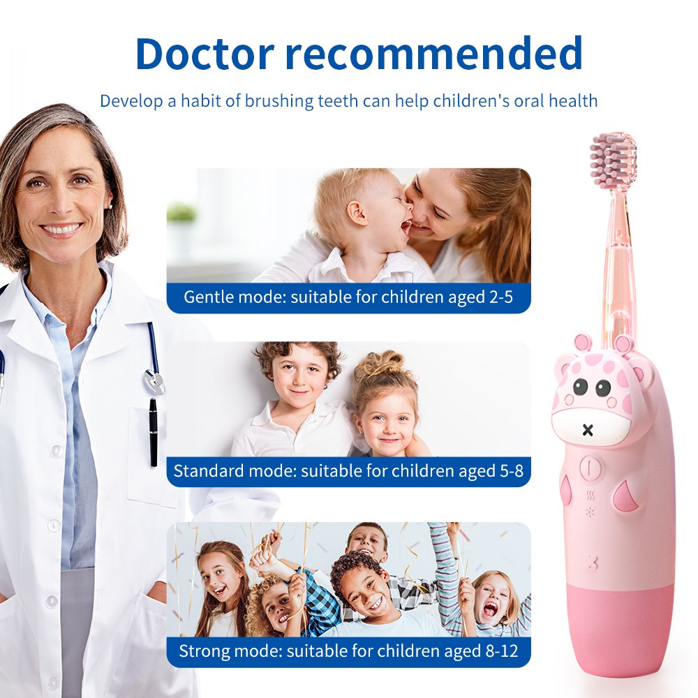 Cheap Children Electric Toothbrush Cartoon Cute IPX7 Waterproof Baby Tooth Brush Power LED Electric Toothbrush for Kids
