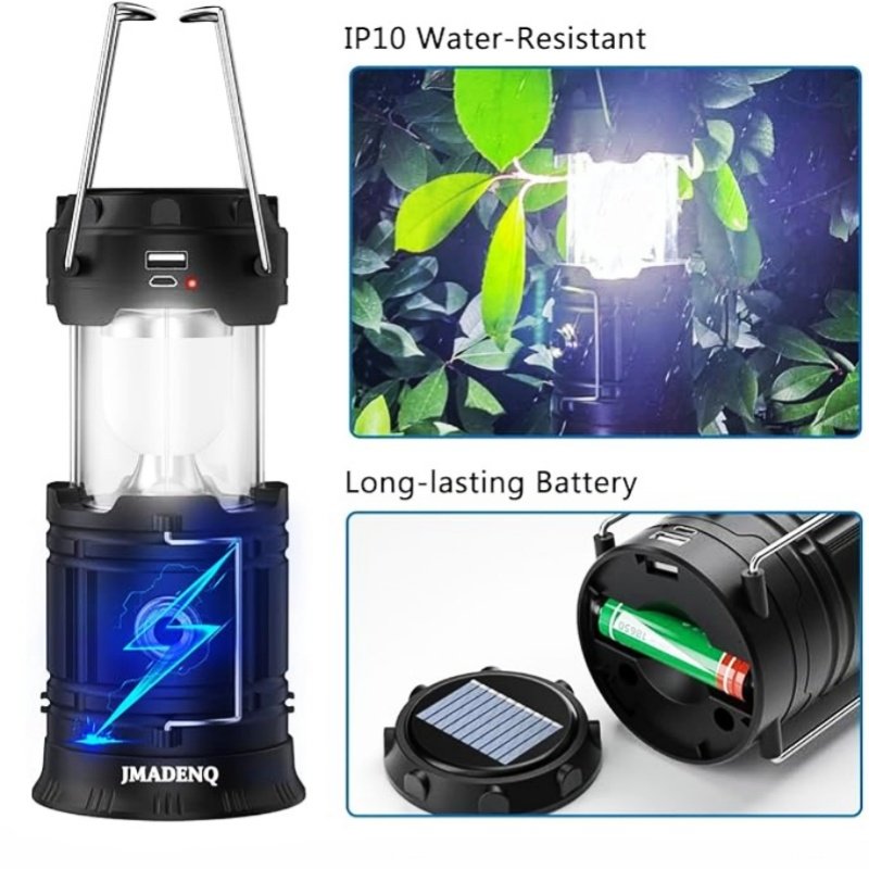 Portable Lightweight Waterproof LED Camping Light Solar USB Charging Flashlight Survival Kit for Home Emergency Lights