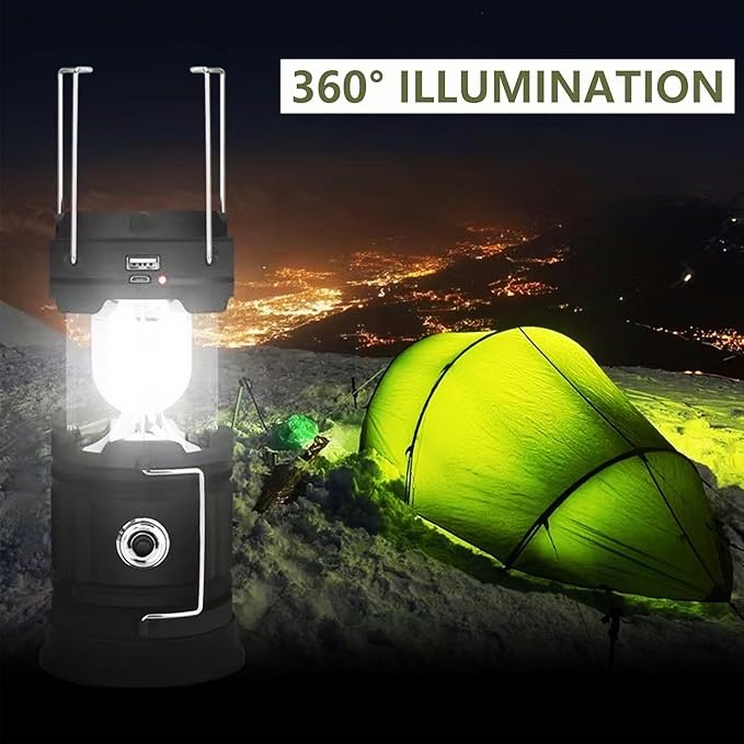 Portable Lightweight Waterproof LED Camping Light Solar USB Charging Flashlight Survival Kit for Home Emergency Lights