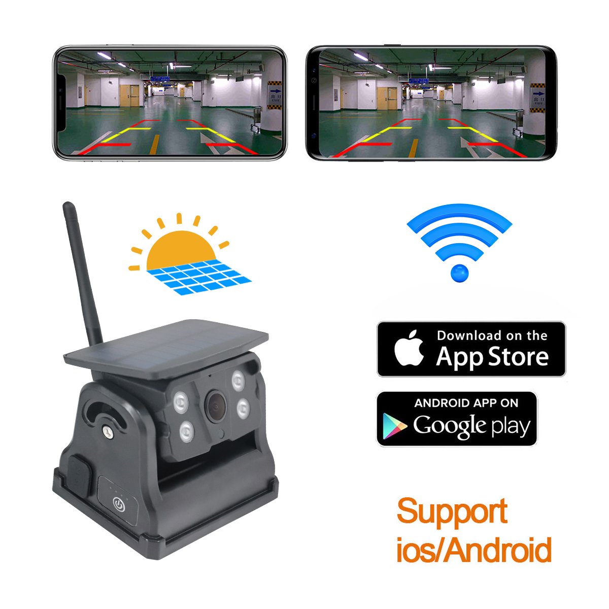 1080P Magnetic Mobile Wifi Solar-powered Wifi App Camera Can Be Connect with Mobile for Car Bus Truck Forklift Various Vehicles