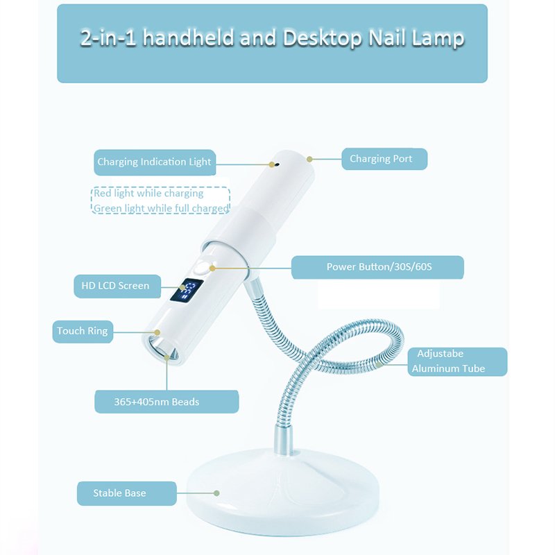 Mini Body Large Battery 2500Mah 2-In-1 Flash Cure Led Lamp 30S 60S Two Time Setting With Touch Ring Led Flashlights for Manicure