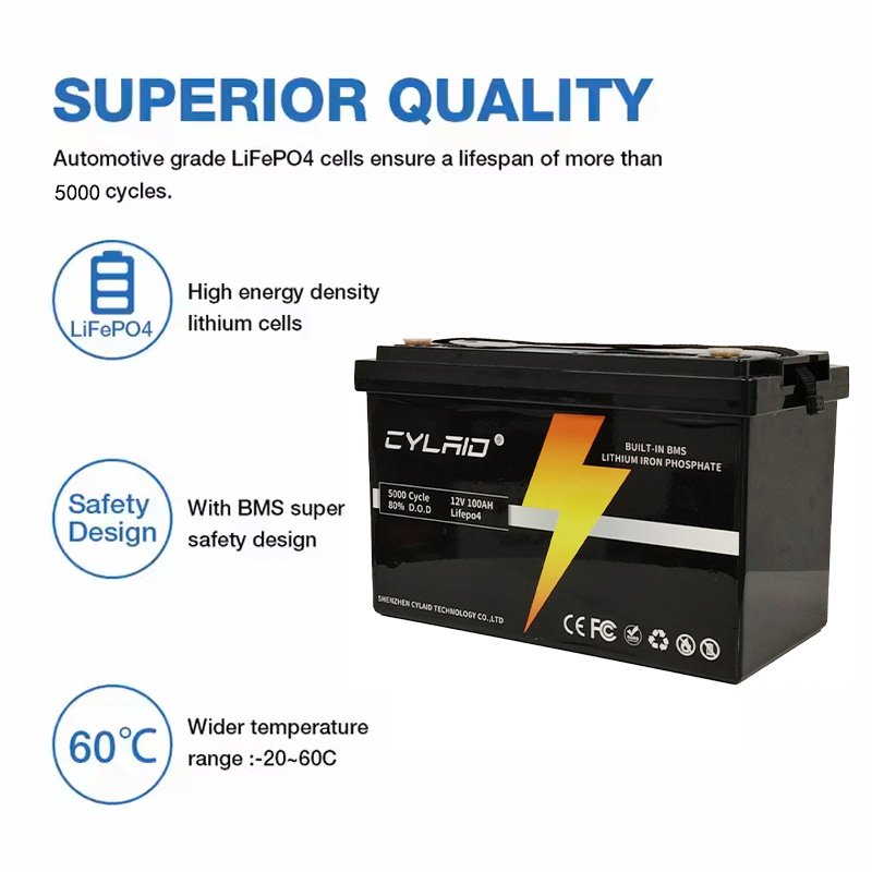 12V 100Ah Rechargeable 12V 24V 48V Lithium Battery Fishing Boat AGV RV Golf Cart Auto Battery Lifepo4 12V 100Ah Battery