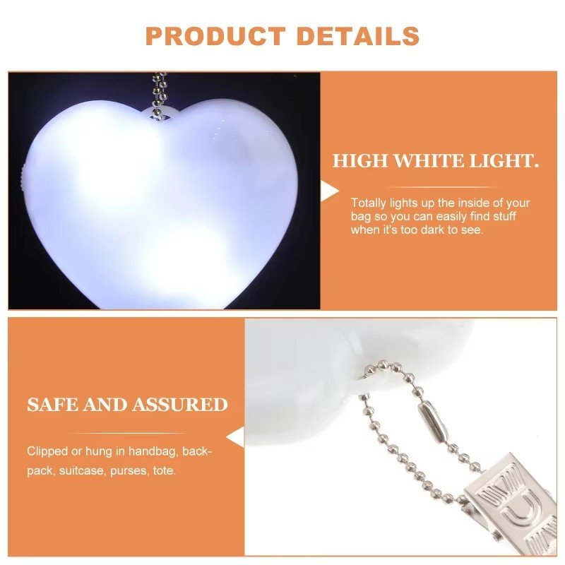 Automatic LED Handbag Lamp with Heart Design Auto Activated Night Light for Home Decor Lady Friends Thanksgiving Gifts