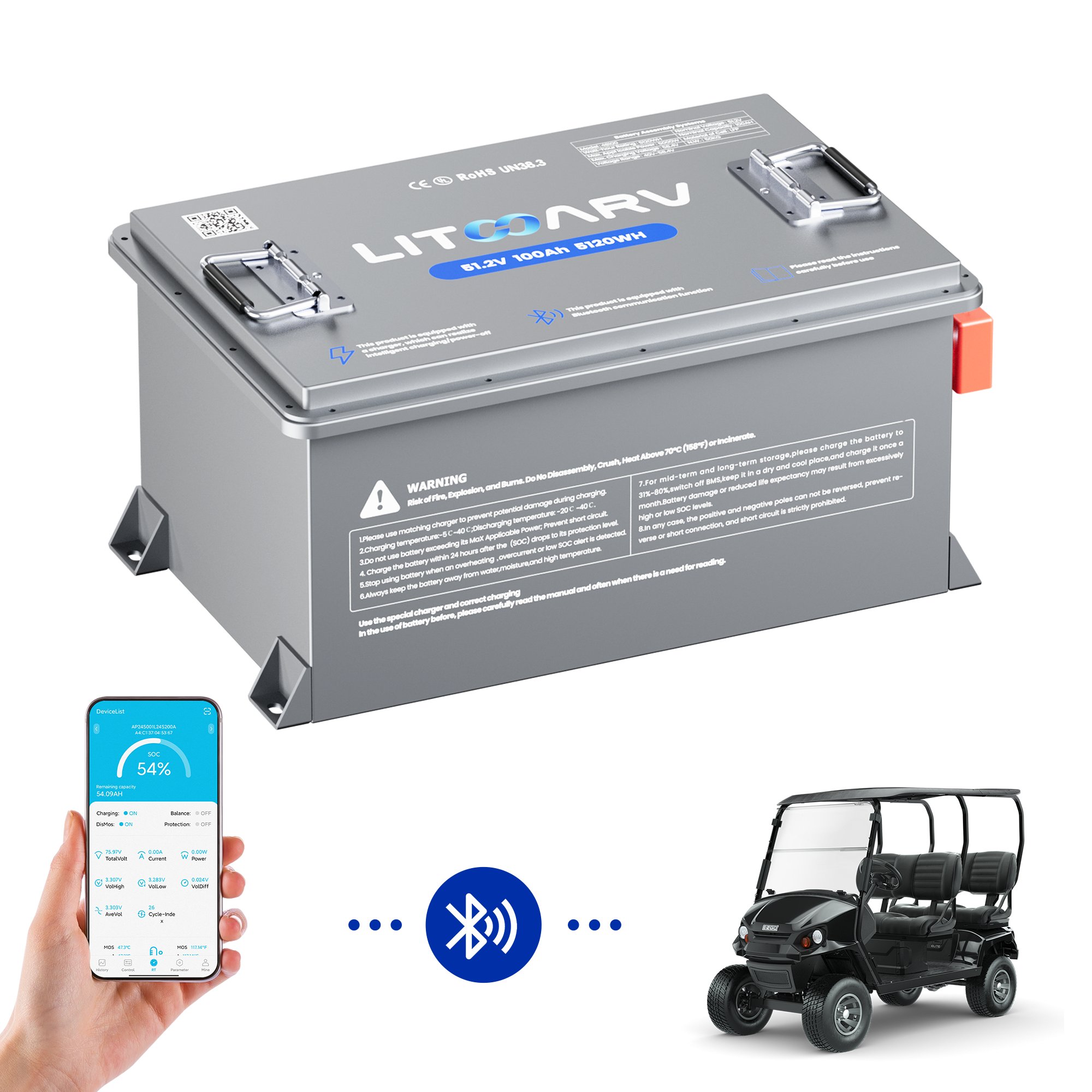 72v 48v Golf Cart Lithium Battery 36v For Golf Cart 51.2v 105ah 100ah Lithium Iron Phosphate Ion Batteries 200ah 280ah 48 Volt
