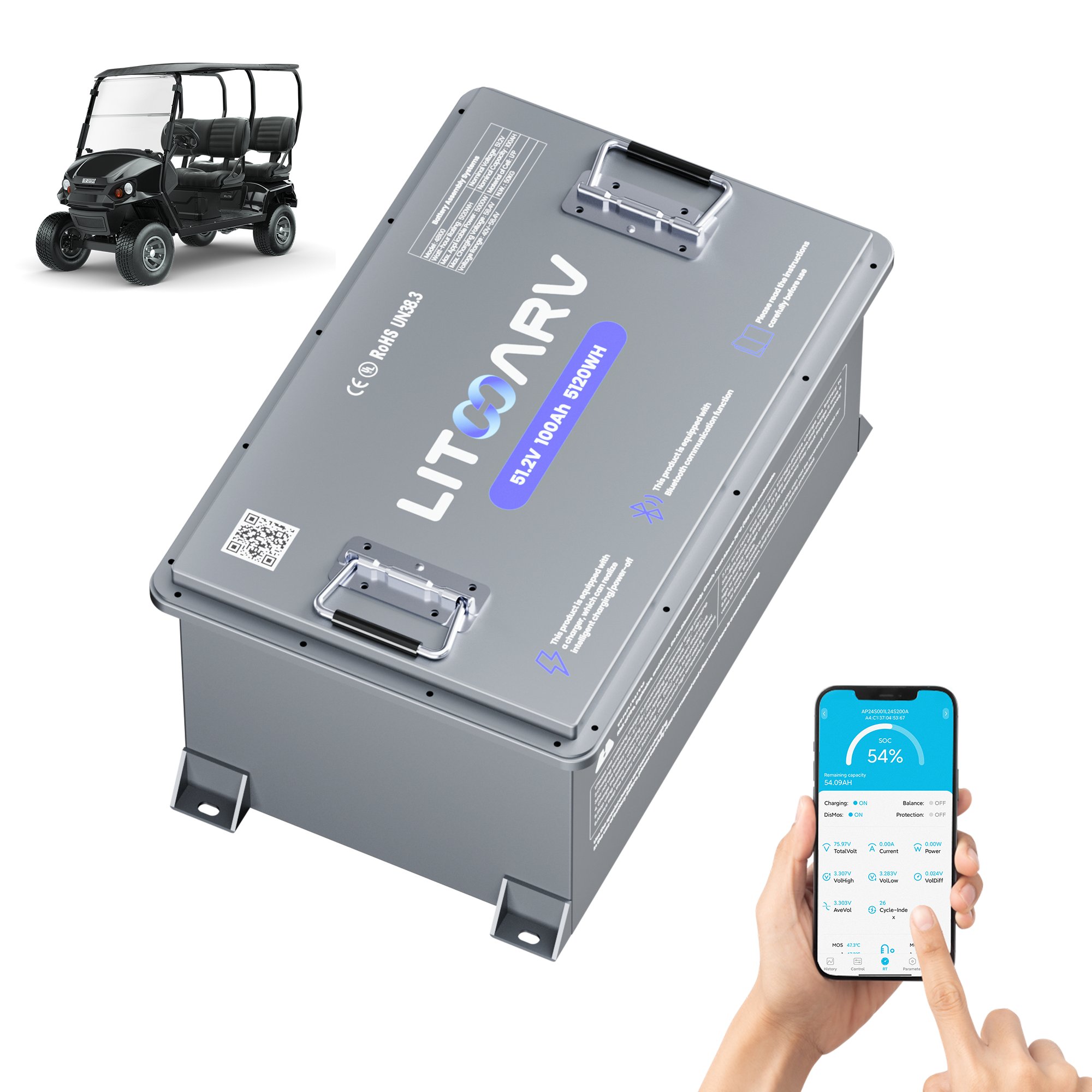 72v 48v Golf Cart Lithium Battery 36v For Golf Cart 51.2v 105ah 100ah Lithium Iron Phosphate Ion Batteries 200ah 280ah 48 Volt
