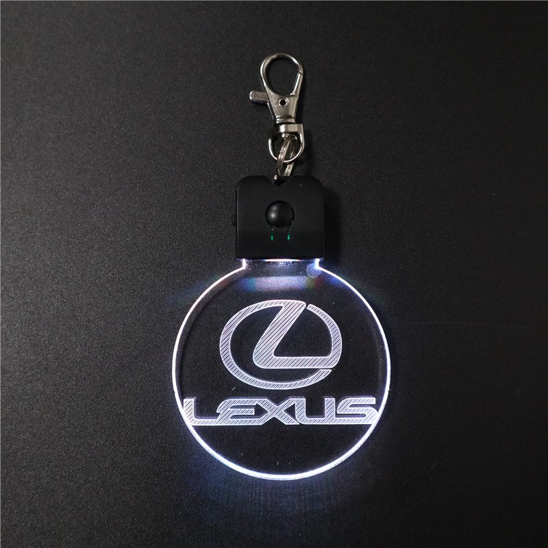 Cheap Car Logo Keychain for Lexus 7 Colors Changeable LED Acrylic Keyrings for Promotional